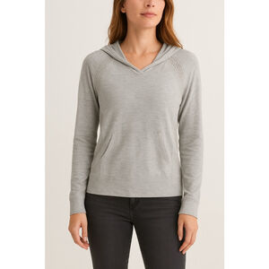 Athleta Lightweight Knit Hoodie Women’s Small Gray Athleisure Top